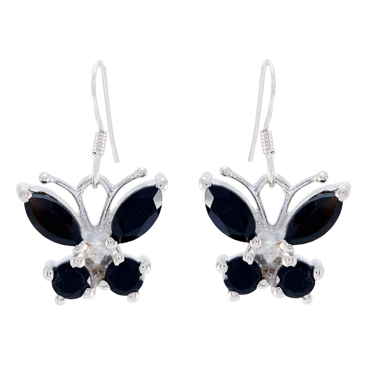 Black Onyx American Emi multiple Dangle Black 925 Silver Earring
