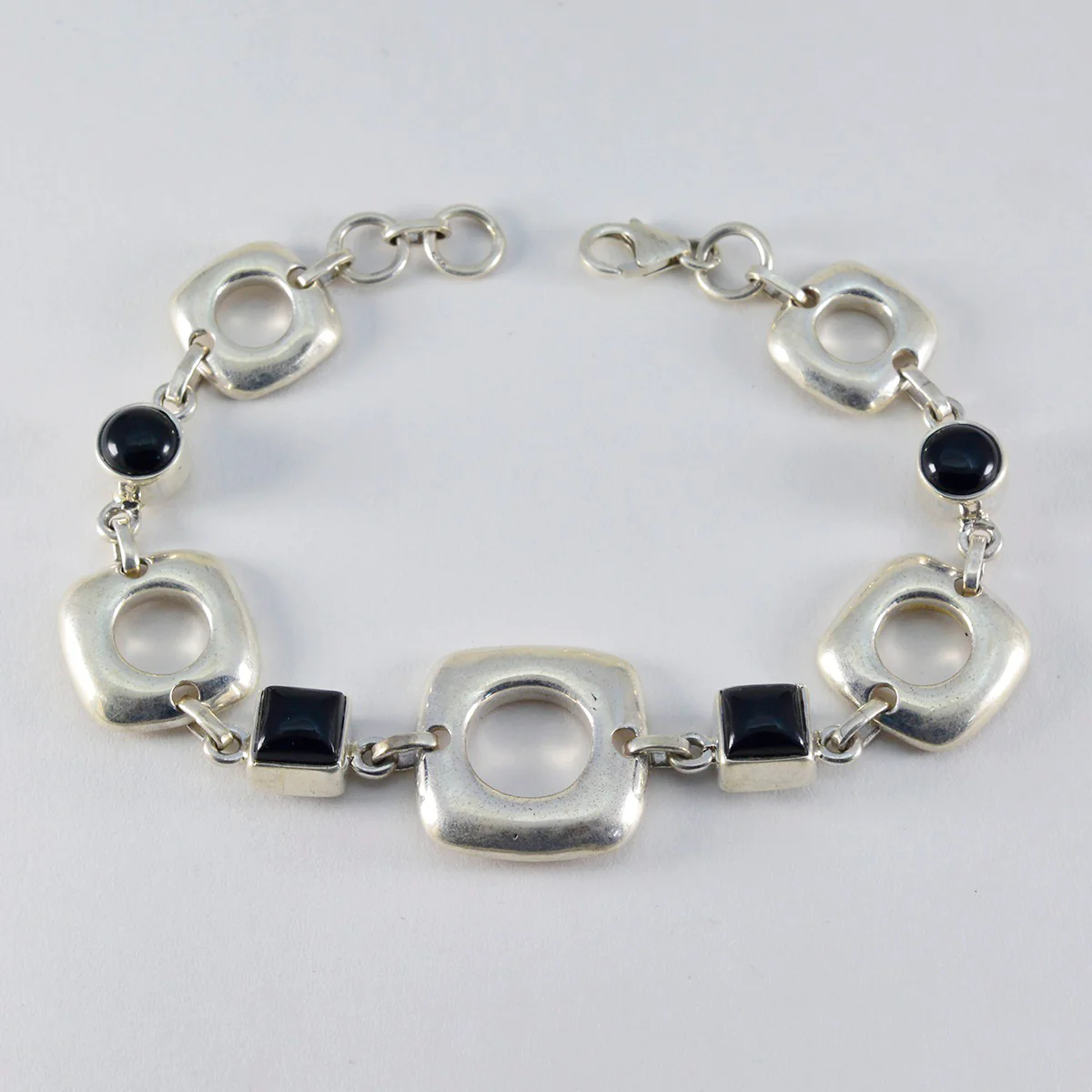 Black Onyx Christmas Classic Black Silver Links Bracelet - Image 3