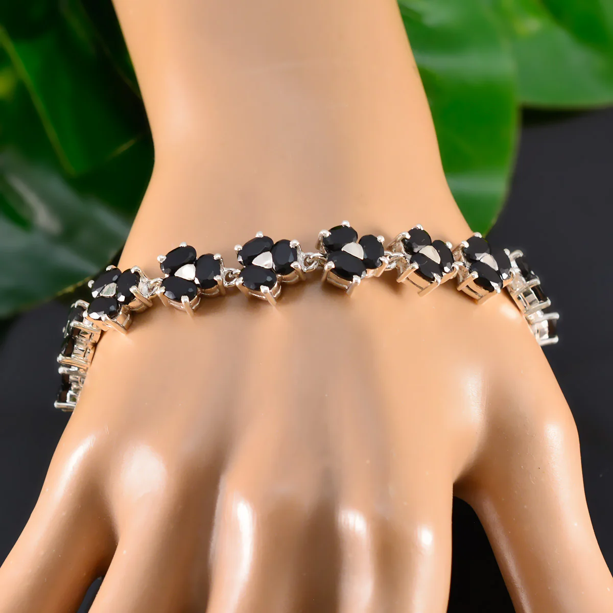 Black Onyx Cinco de Mayo Mid-weight Black 925 Silver Links Bracelet - Image 6