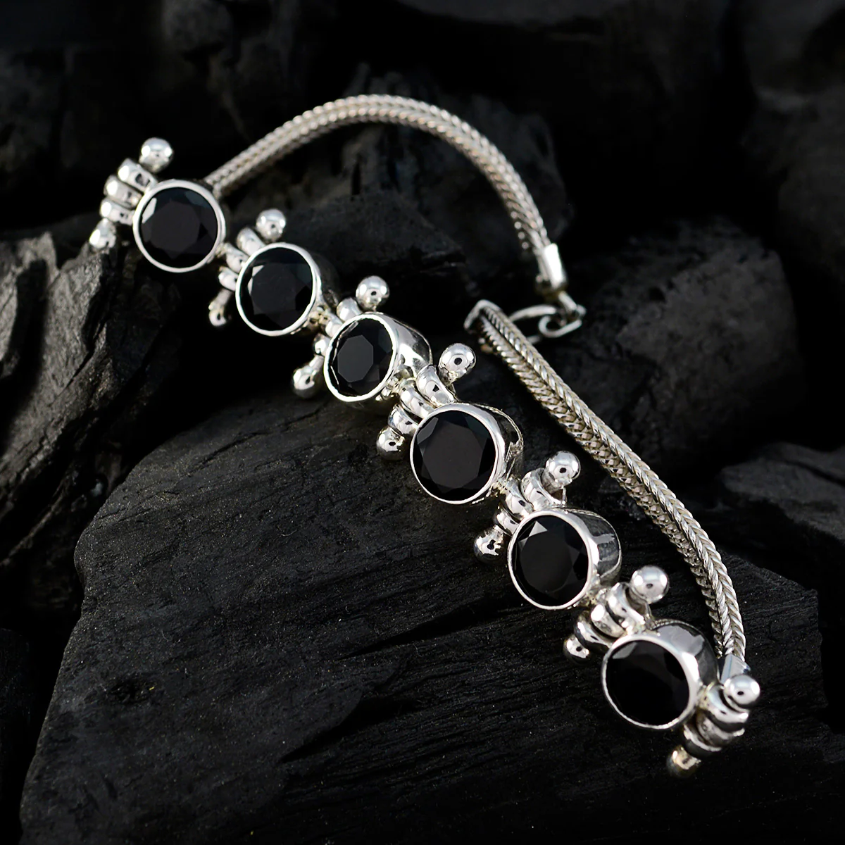 Black Onyx Click Frenzy Glow Slim Black Sterling Silver Tennis Bracelet - Image 4