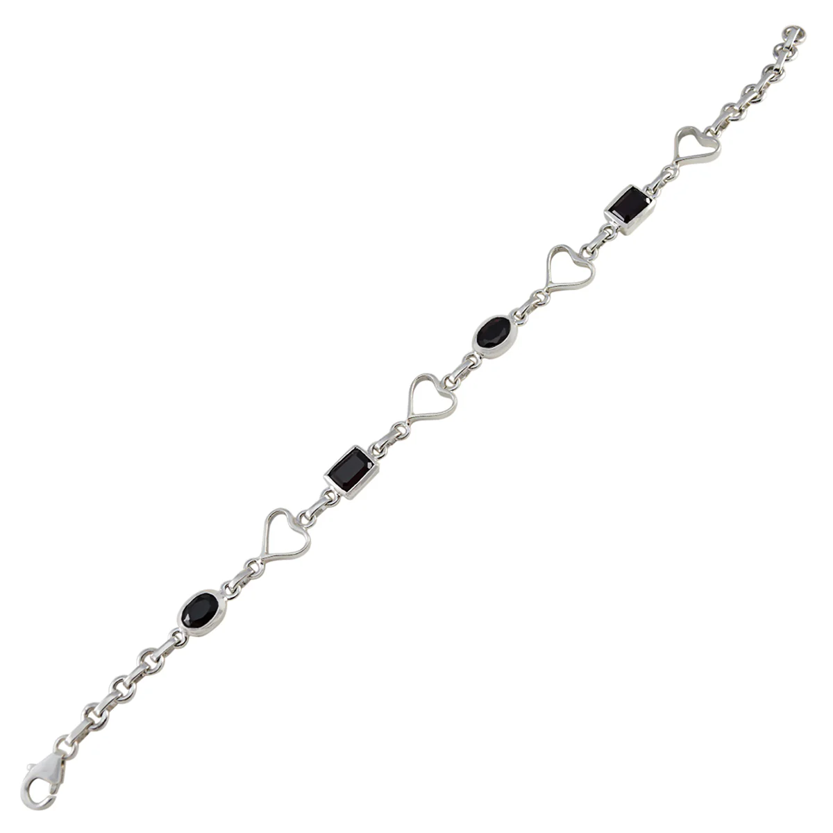 Black Onyx Coffee Day Dainty Black Sterling Silver Links Bracelet - Image 3