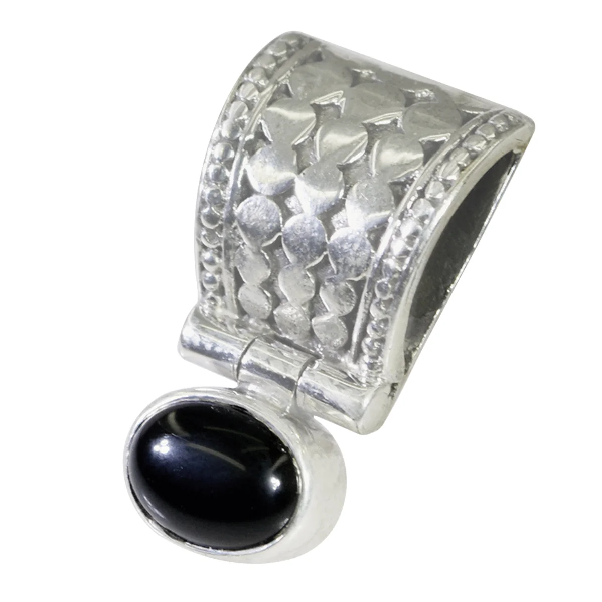 Black Onyx Delicate Italian Silver Solitaire Ana Heart Black Pendant Jewelry - Image 3