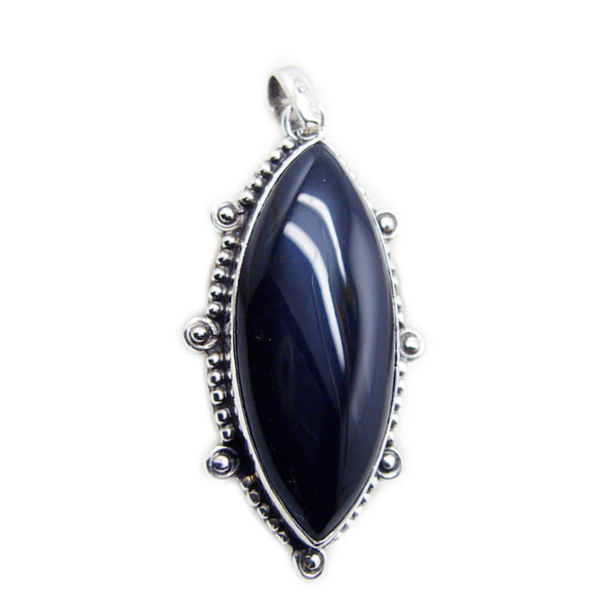 Black Onyx Edgy American Silver Solitaire Scarlett Rope-Wire Black Pendant Jewelry - Image 2