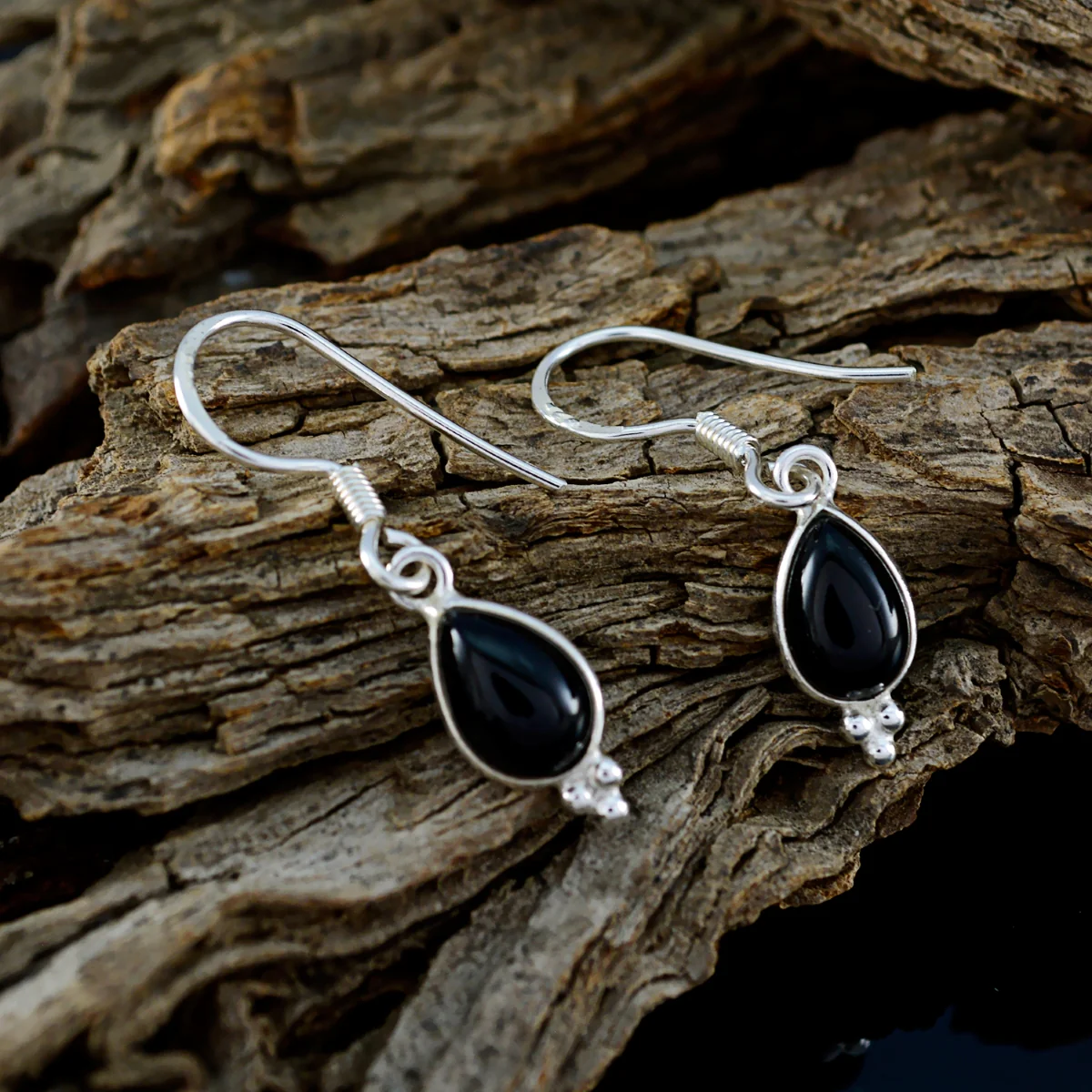 Black Onyx Egyptian Isabella multiple Dangle Black 925 Silver Earring - Image 3