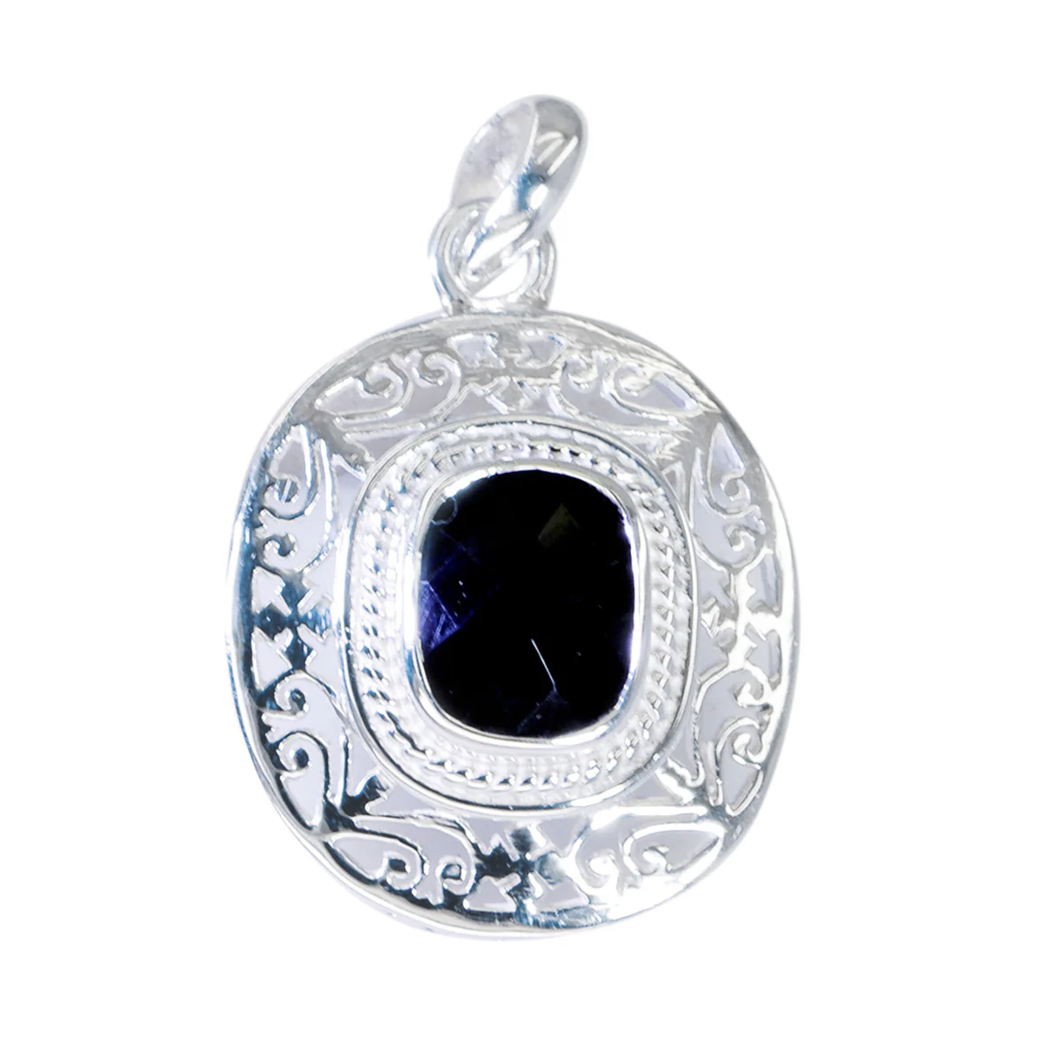 Black Onyx Eye-catching Italian 925 Silver Solitaire Hazel Retro Black Pendant Jewelry