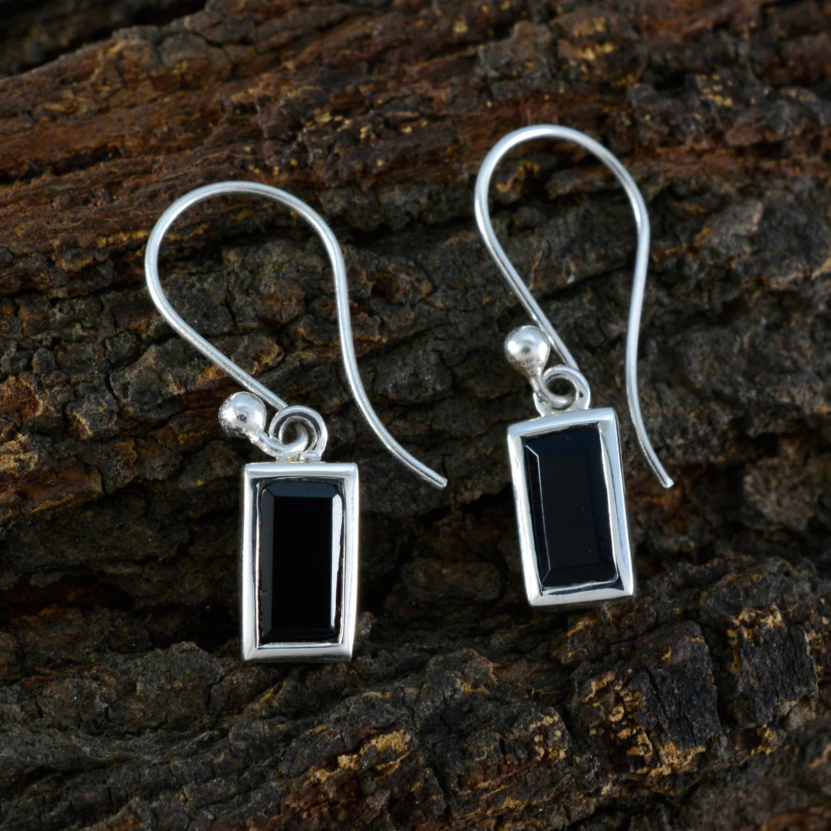 Black Onyx German Layla Solitaire Dangle Black 925 Silver Earring - Image 3