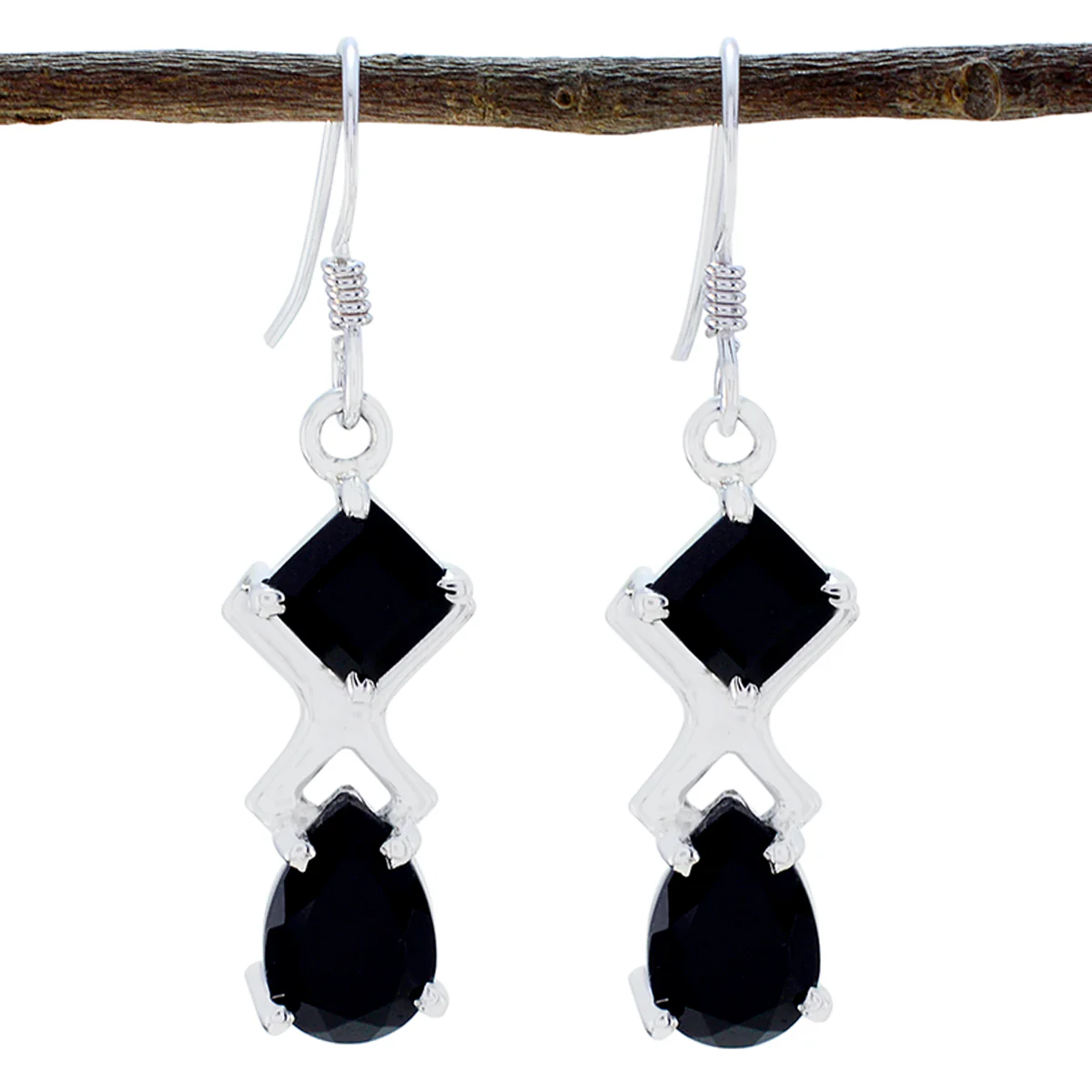 Black Onyx German Rosa multiple Dangle Black 92.5 Silver Earring