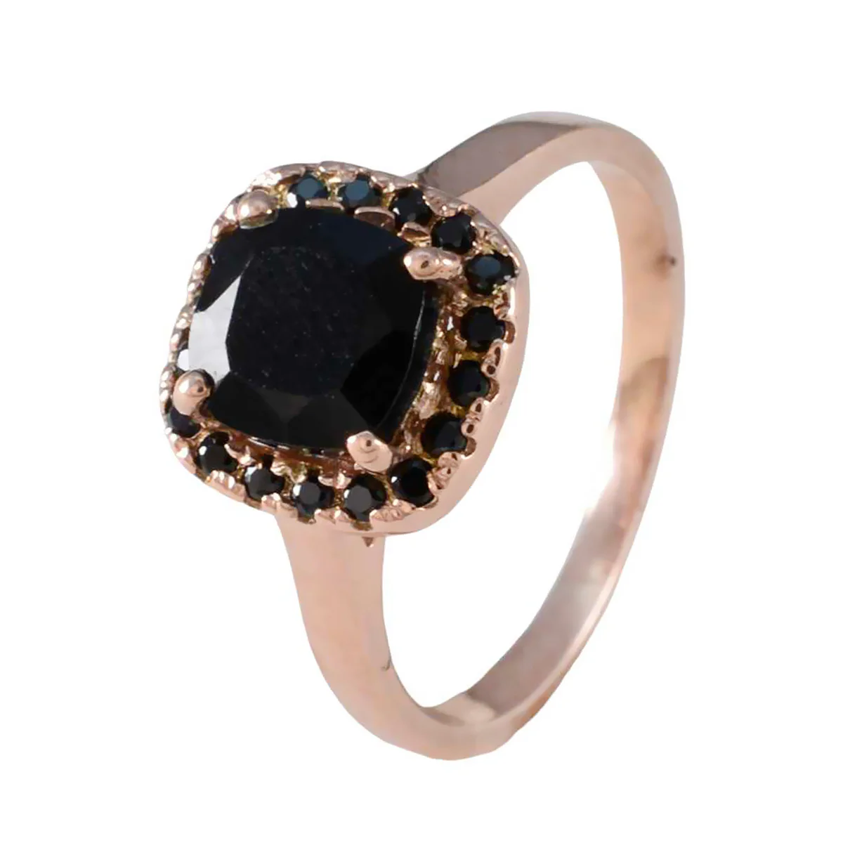 Black Onyx Halo American 925 Silver Black Gems Delicate Romantic Ring Jewellery - Image 2