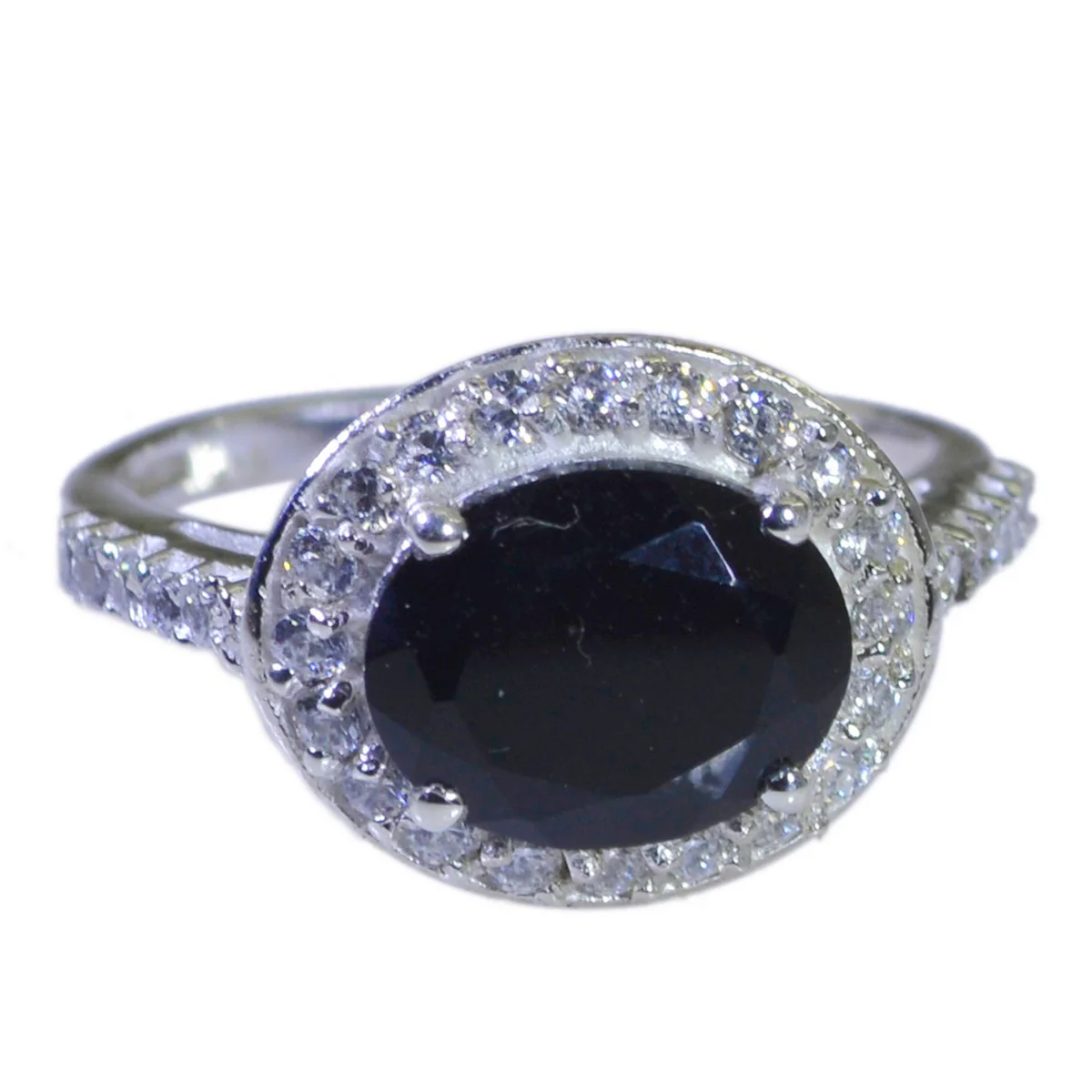 Black Onyx Halo American Silver Black Gems Whisper-thin Luxurious Ring Jewelry - Image 2