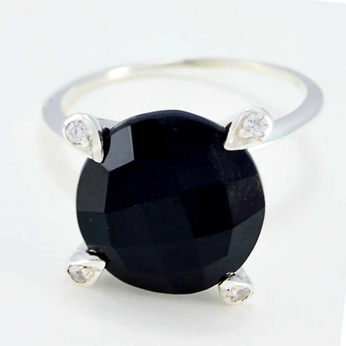 Black Onyx Halo Egyptian 92.5 Silver Black Gemstone Slim Cultural Ring Jewellery - Image 2