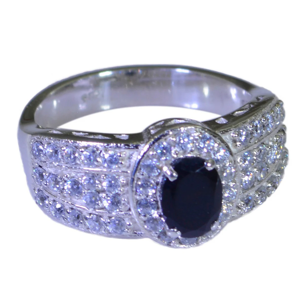 Black Onyx Halo Egyptian 92.5 Silver Black Gemstones Eye-catching Abstract Ring Jewellery