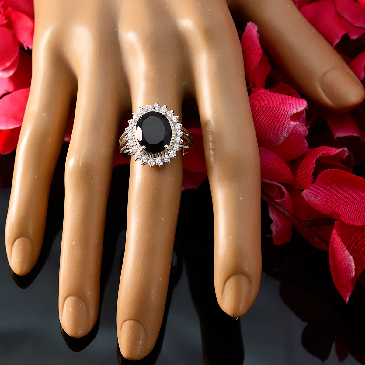 Black Onyx Halo Egyptian Sterling Silver Black Gems Classic Signet Ring Jewellery - Image 5