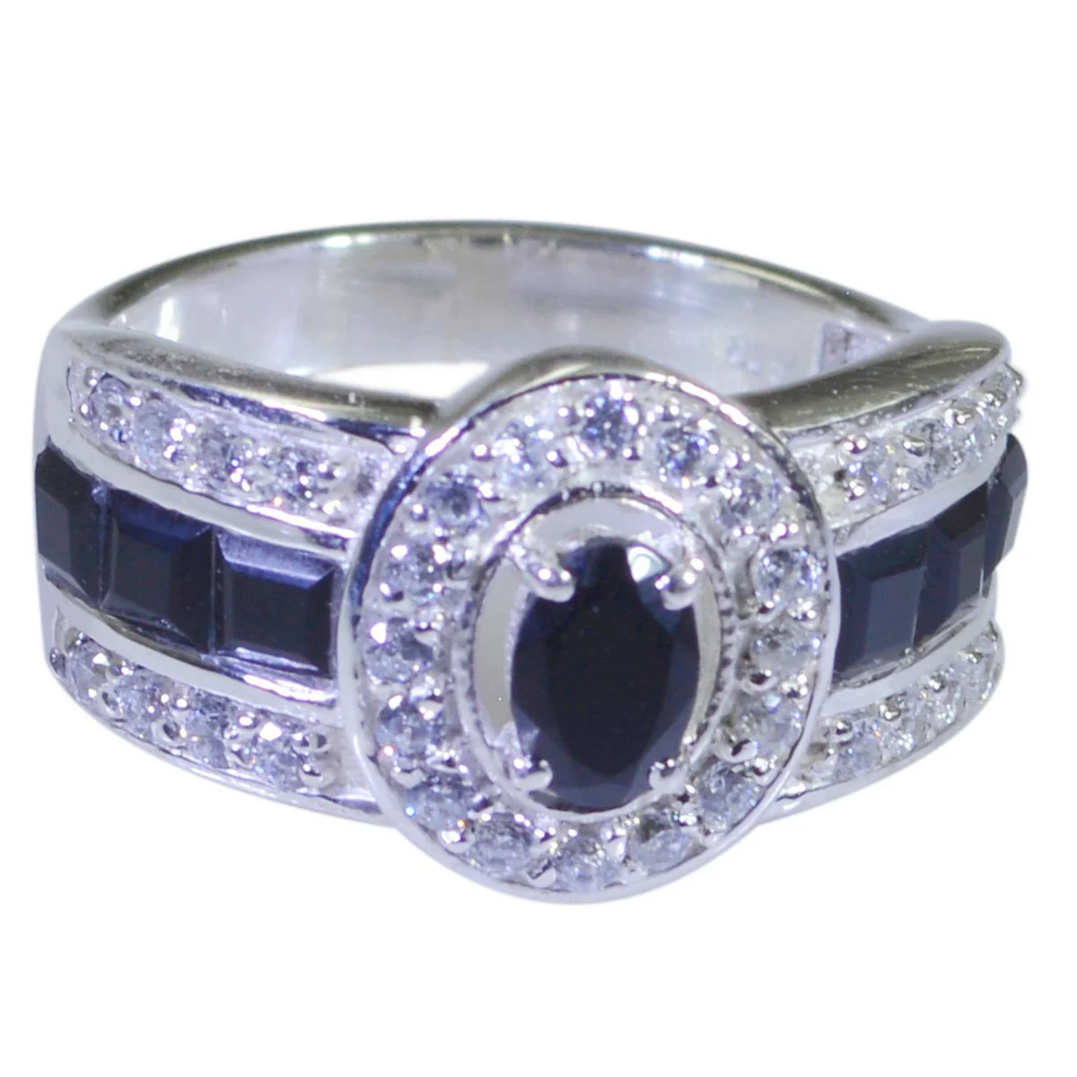 Black Onyx Halo French 92.5 Silver Black Gems Eye-catching Trendy Ring Jewellery - Image 2