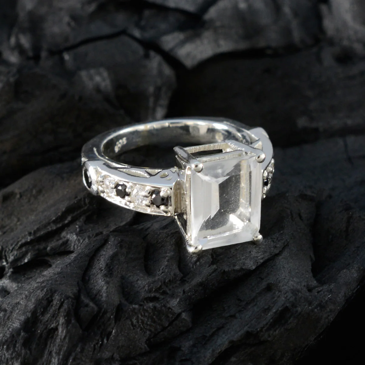 Black Onyx Halo Indian 92.5 Silver Black Gemstones Classic Sophisticated Ring Jewellery - Image 3