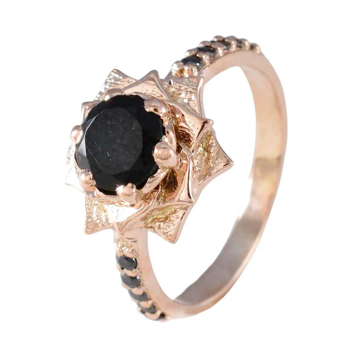 Black Onyx Halo Indian 925 Silver Black Gems Delicate Contemporary Ring Jewelry - Image 2