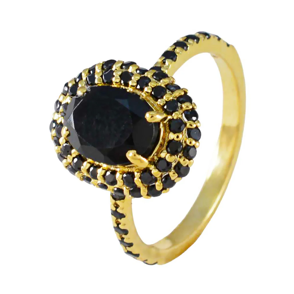 Black Onyx Halo Indian 925 Sterling Silver Black Gemstones Minimalist Luxurious Ring Jewelry - Image 2