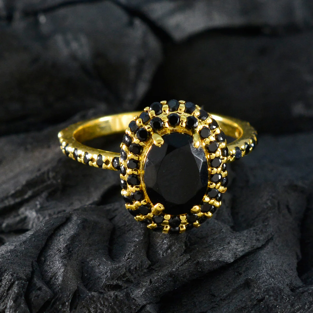 Black Onyx Halo Indian 925 Sterling Silver Black Gemstones Minimalist Luxurious Ring Jewelry - Image 4