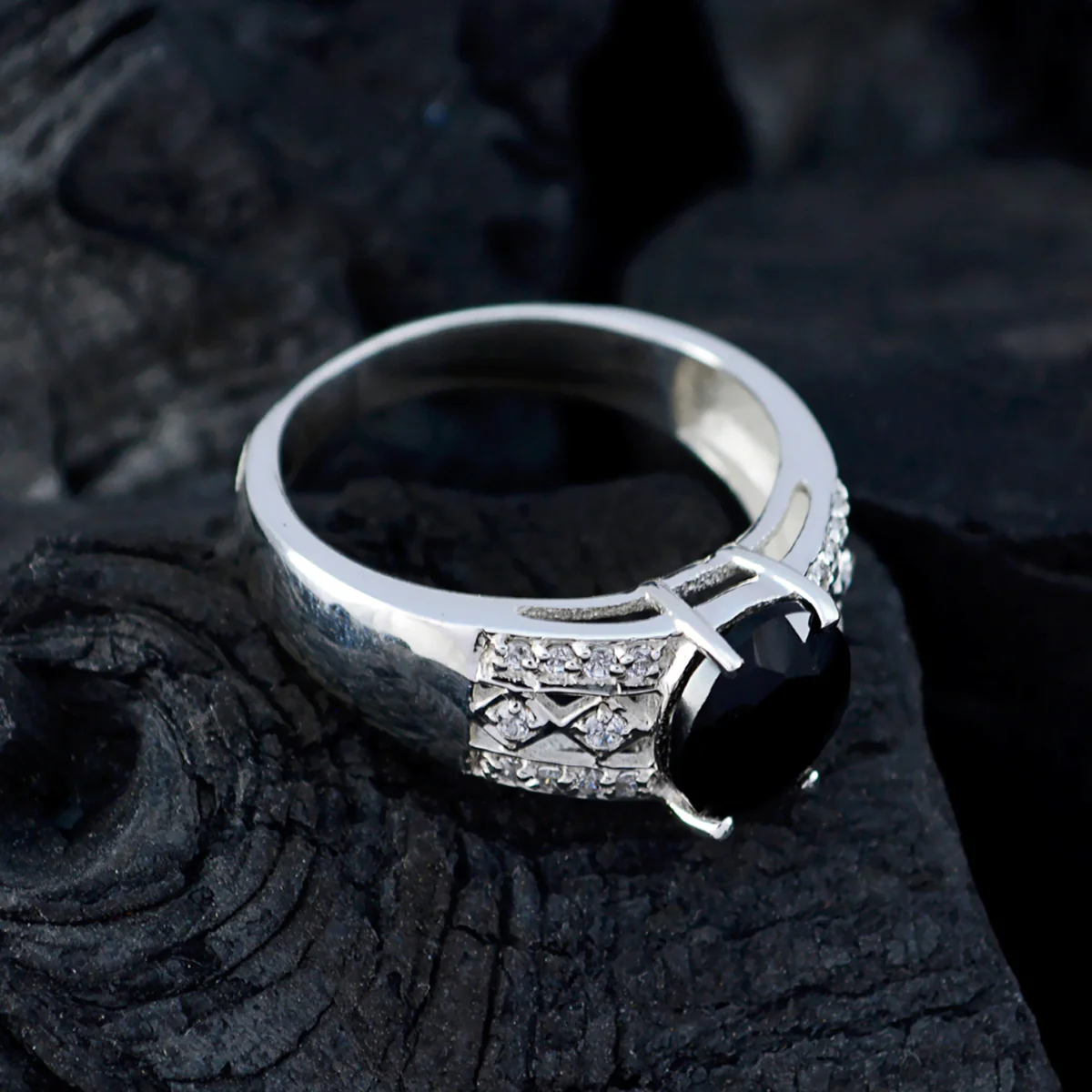 Black Onyx Halo Russian 925 Sterling Silver Black Gemstone Classic Artisan Ring Jewelry - Image 4