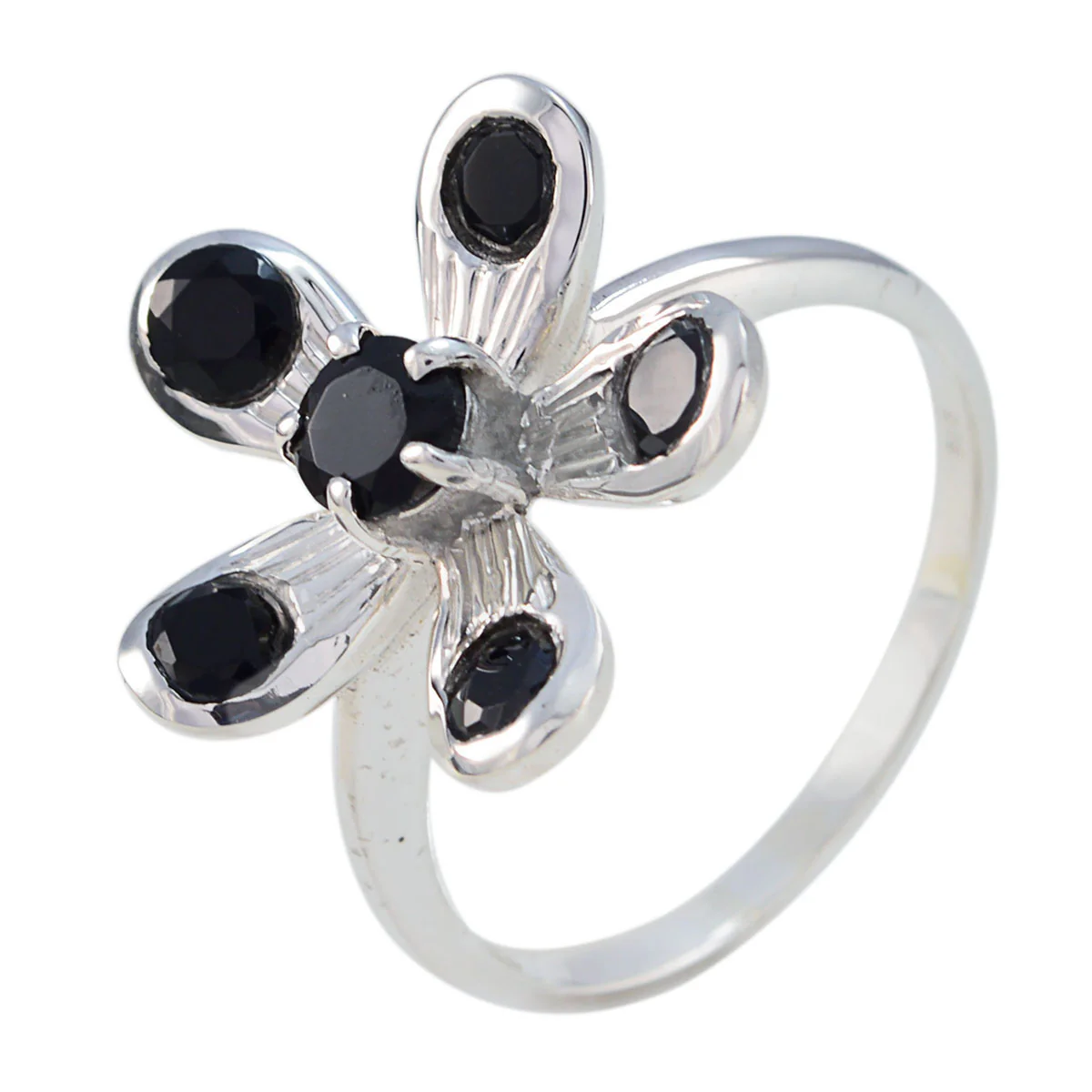 Black Onyx Hexa Moroccan Sterling Silver Black Gems Minimal Fairytale Ring Jewelry - Image 2