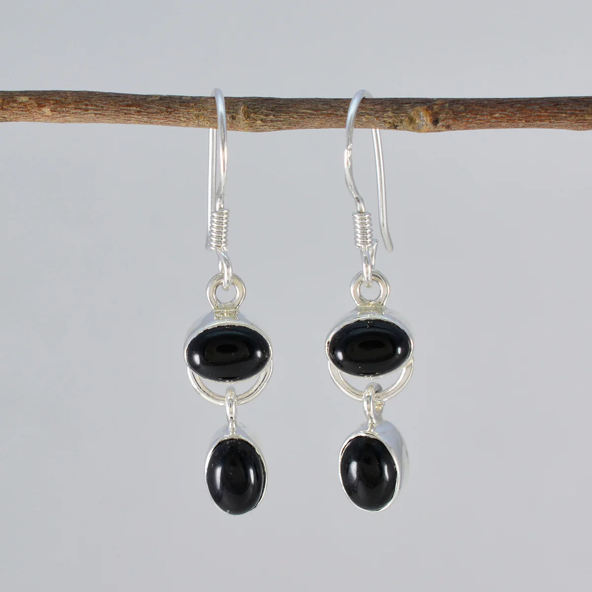 Black Onyx Japanese Micaela multiple Dangle Black Silver Earring - Image 2