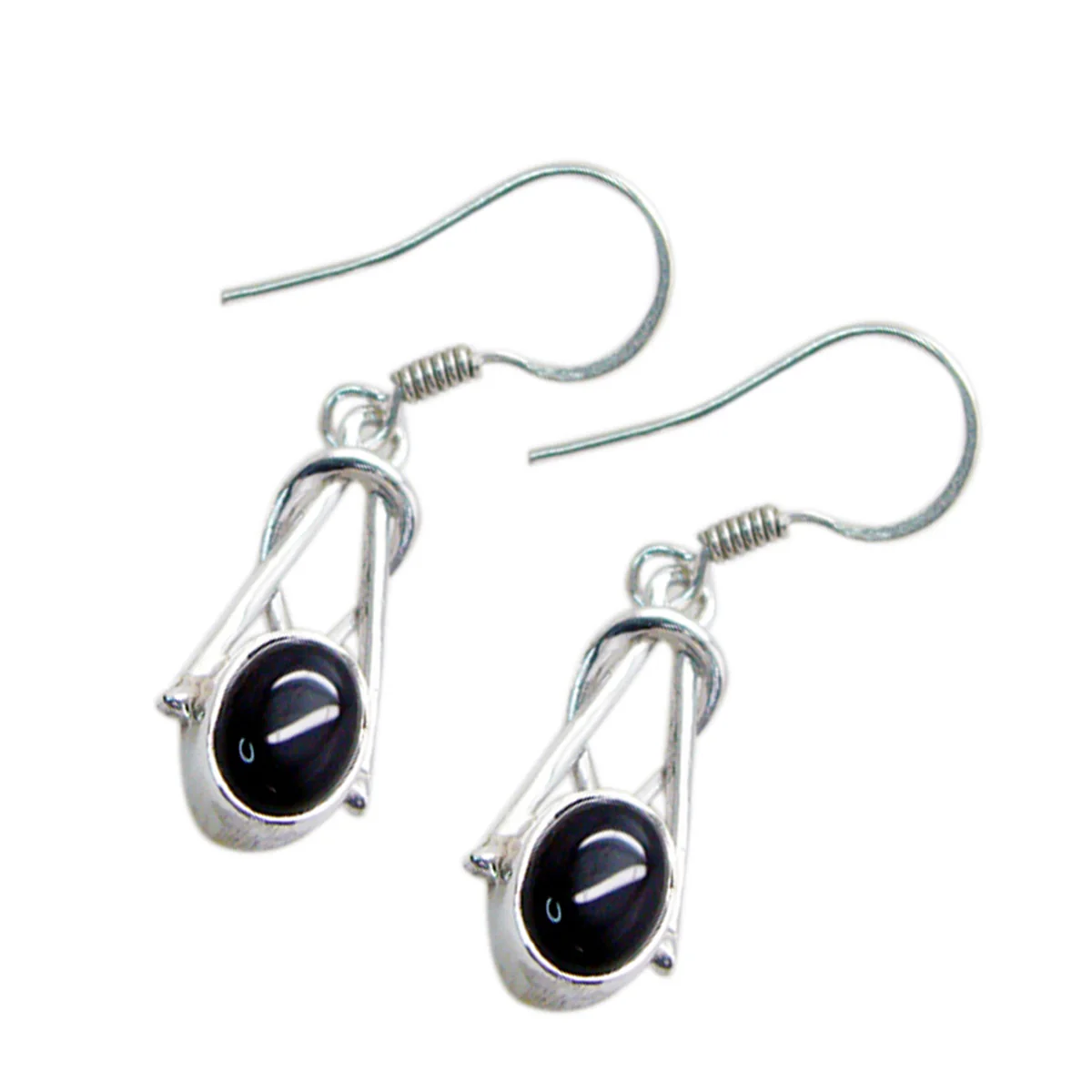 Black Onyx Korean Bianca multiple Dangle Black Silver Earring - Image 2
