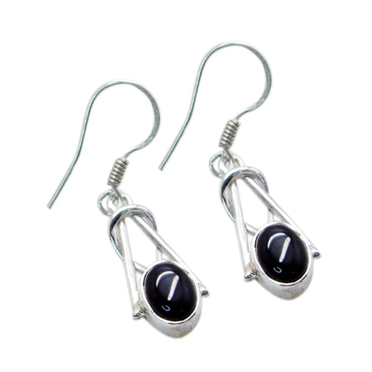 Black Onyx Korean Bianca multiple Dangle Black Silver Earring - Image 3