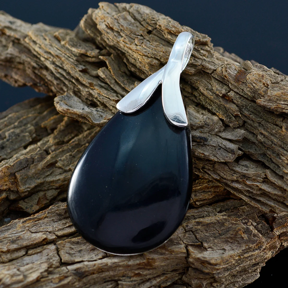 Black Onyx Mid-weight Mexican Sterling Silver Solitaire Freya wedding Black Pendant Jewellery - Image 2