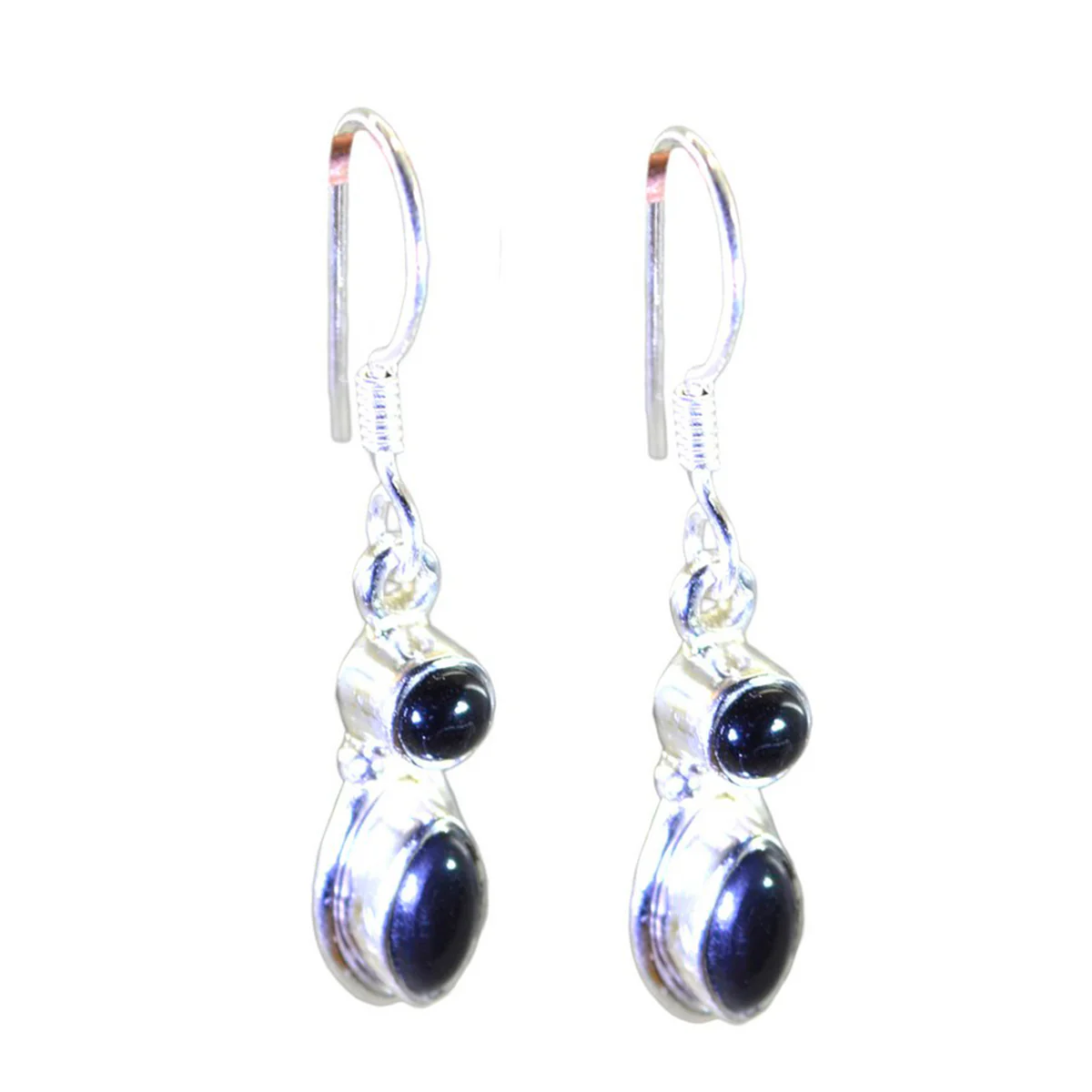 Black Onyx Middle Eastern Agnes multiple Dangle Black Sterling Silver Earring