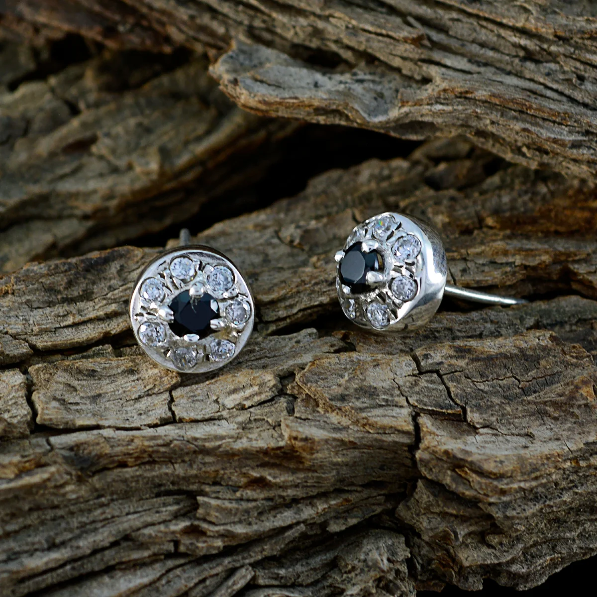 Black Onyx Middle Eastern Carolina multiple Stud Black Silver Earring - Image 3