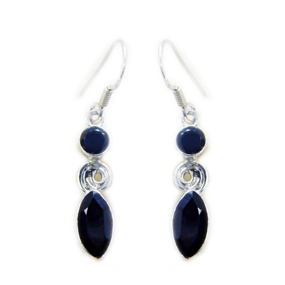 Black Onyx Middle Eastern Katarina multiple Dangle Black Silver Earring - Image 3
