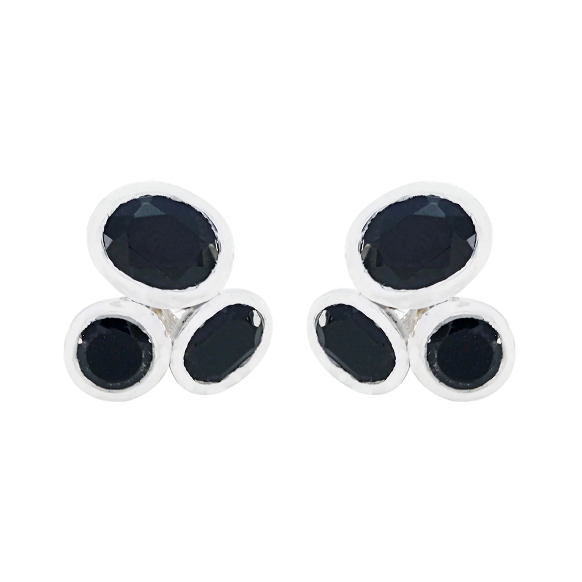 Black Onyx Moroccan Ayaka multiple Stud Black Sterling Silver Earring