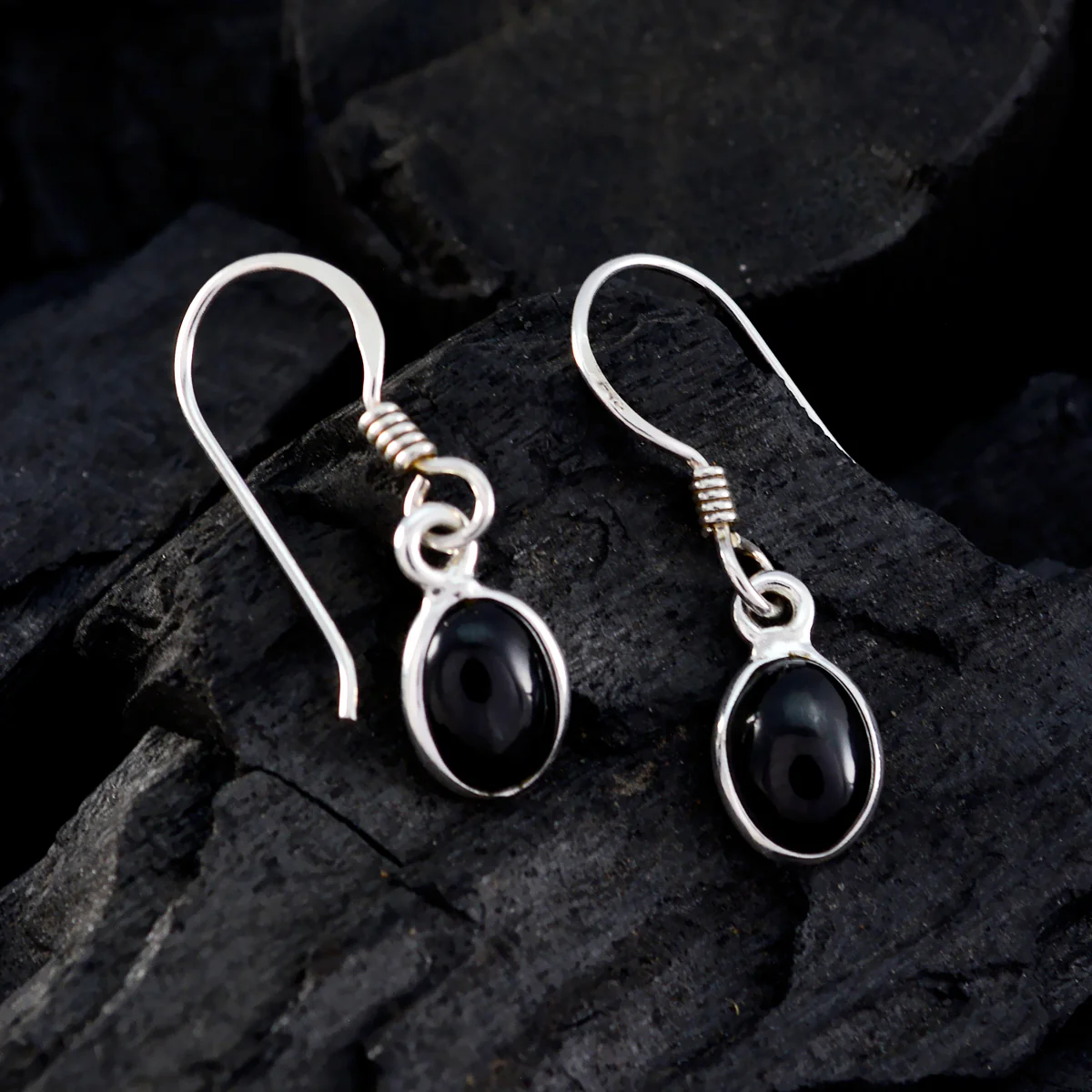 Black Onyx Moroccan Sofía multiple Dangle Black 925 Silver Earring - Image 2