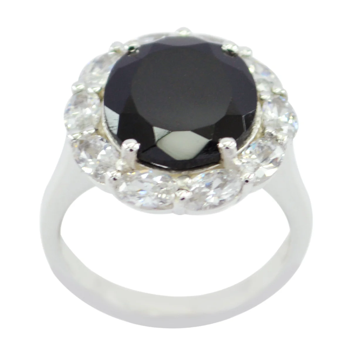 Black Onyx multiple French 925 Sterling Silver Black Gems Eye-catching Trendy Ring Jewellery