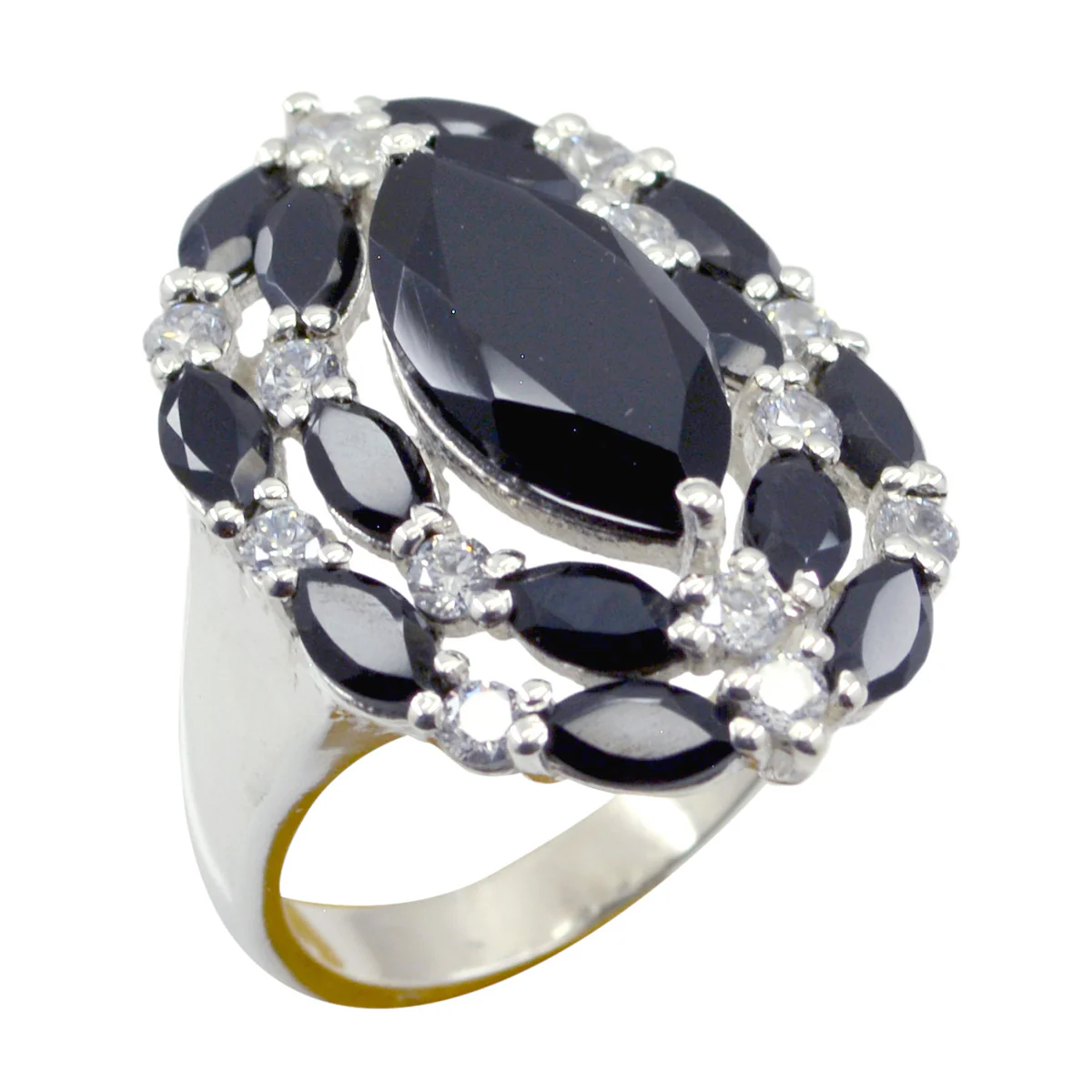Black Onyx multiple German 92.5 Silver Black Gemstone Essential  Modern Ring Jewelry - Image 3