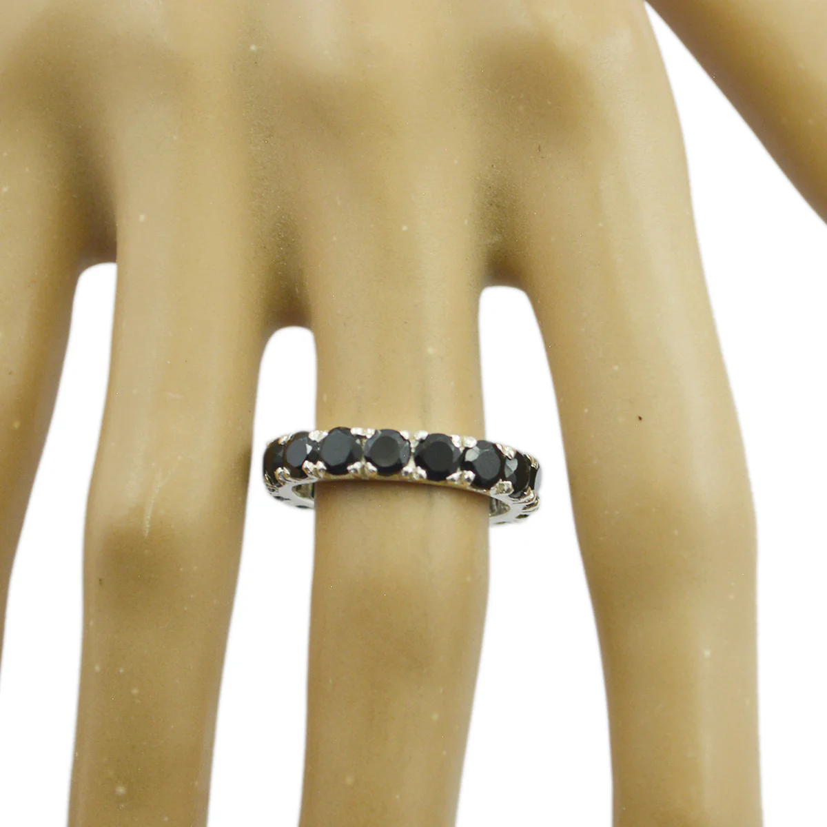 Black Onyx multiple Japanese Sterling Silver Black Gemstones Dainty Eternity Band Jewellery - Image 3