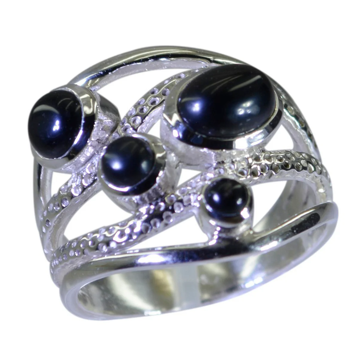 Black Onyx quarter Egyptian 92.5 Silver Black Gemstone Mid-weight Contemporary Ring Jewelry