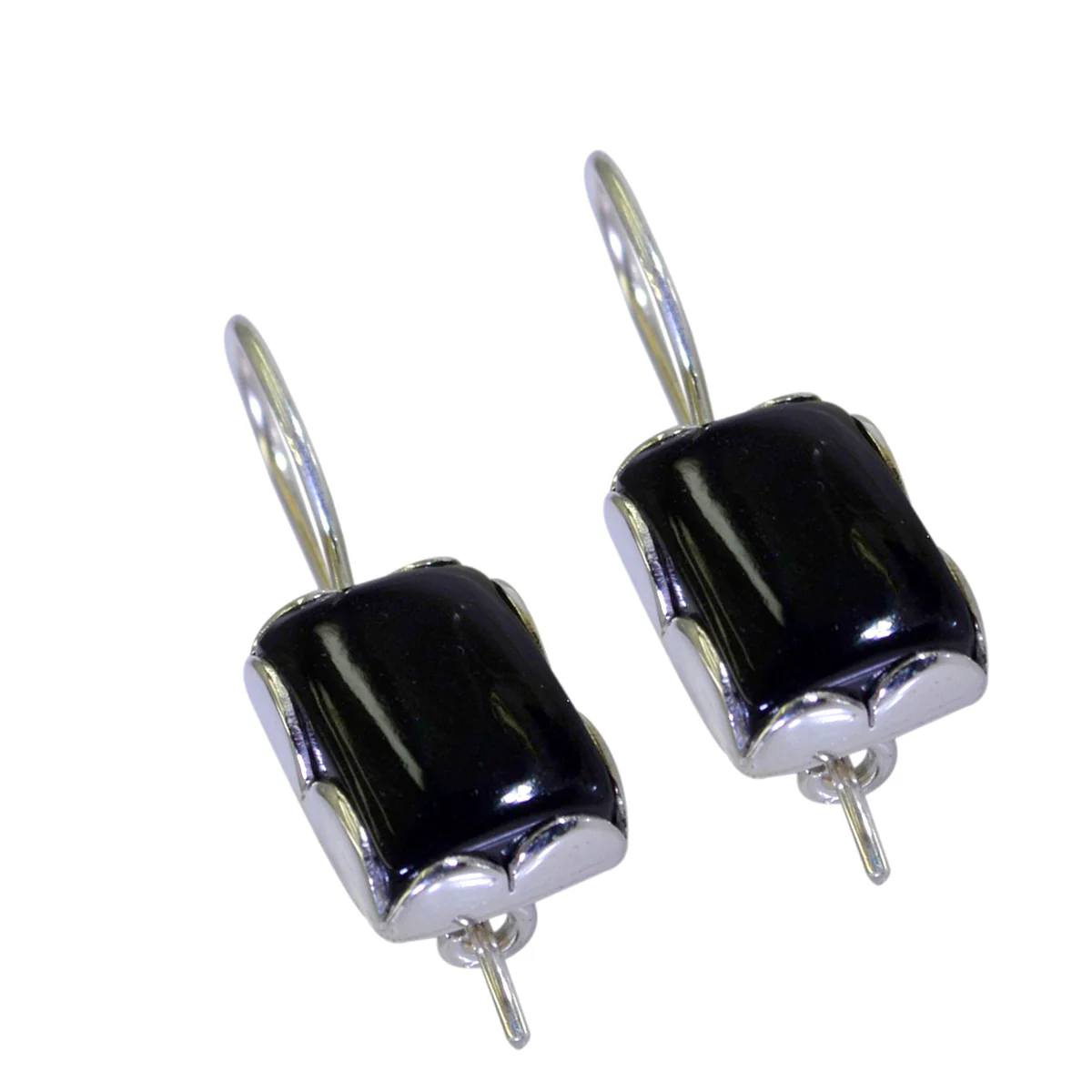 Black Onyx Russian Aurora multiple Dangle Black Silver Earring - Image 2
