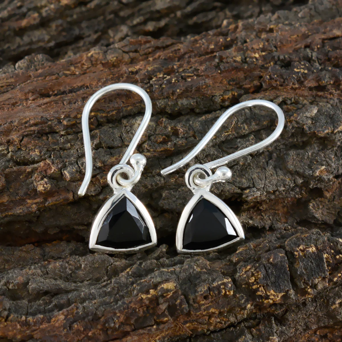 Black Onyx Russian Chen Solitaire Dangle Black 925 Silver Earring - Image 3