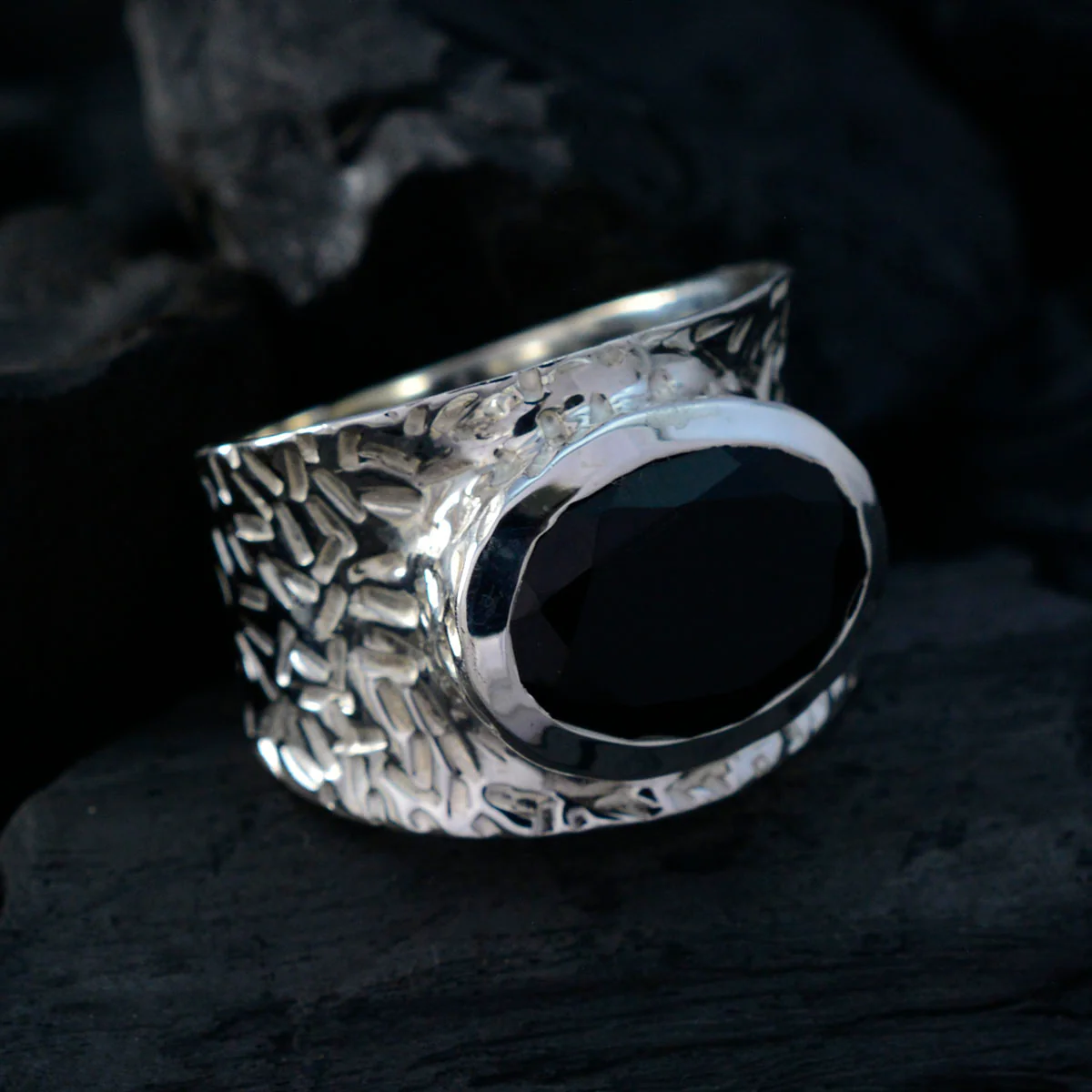 Black Onyx Solitaire African 925 Sterling Silver Black Gems Essential engravings Ring Jewellery - Image 4