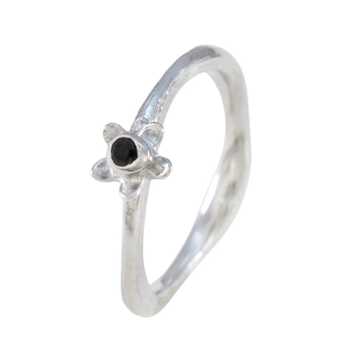 Black Onyx Solitaire American 92.5 Silver Black Gemstones Dainty Feminine Ring Jewellery - Image 2