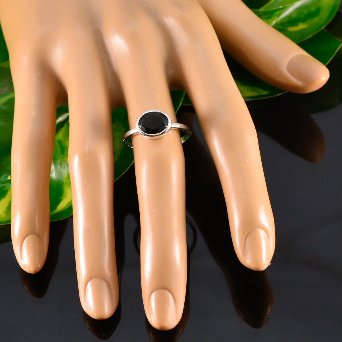 Black Onyx Solitaire American 925 Silver Black Gemstones Dainty Trendy Ring Jewelry - Image 5