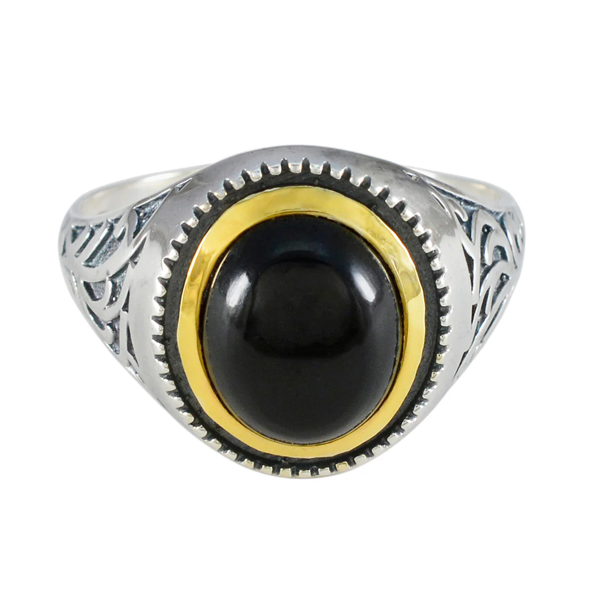 Black Onyx Solitaire Australian 925 Silver Black Gemstones Eye-catching Filigree Ring Jewelry