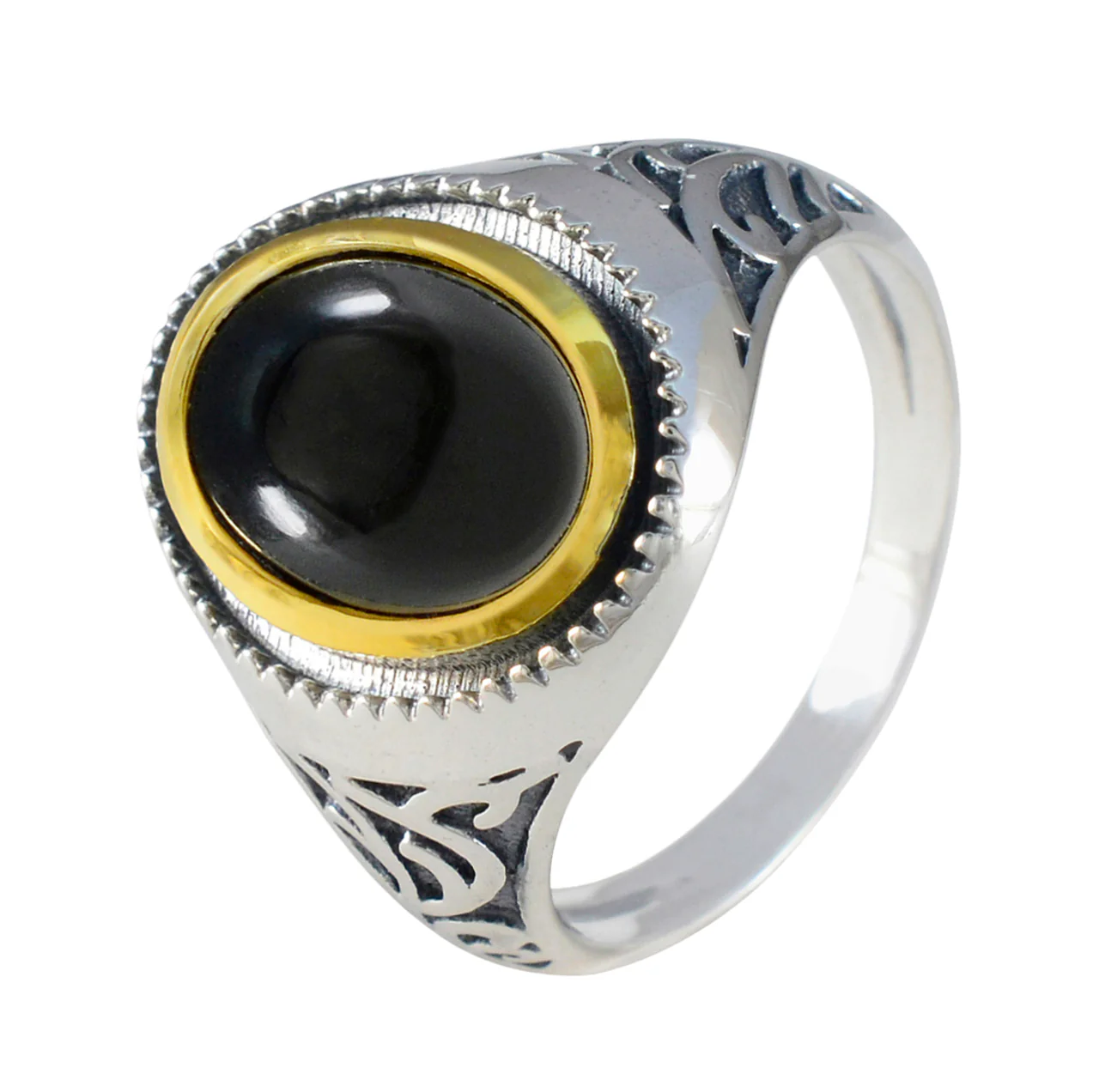 Black Onyx Solitaire Australian 925 Silver Black Gemstones Eye-catching Filigree Ring Jewelry - Image 2
