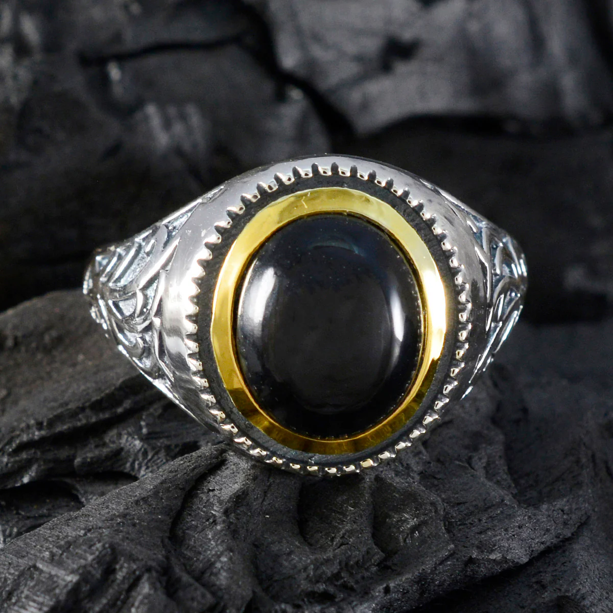 Black Onyx Solitaire Australian 925 Silver Black Gemstones Eye-catching Filigree Ring Jewelry - Image 4