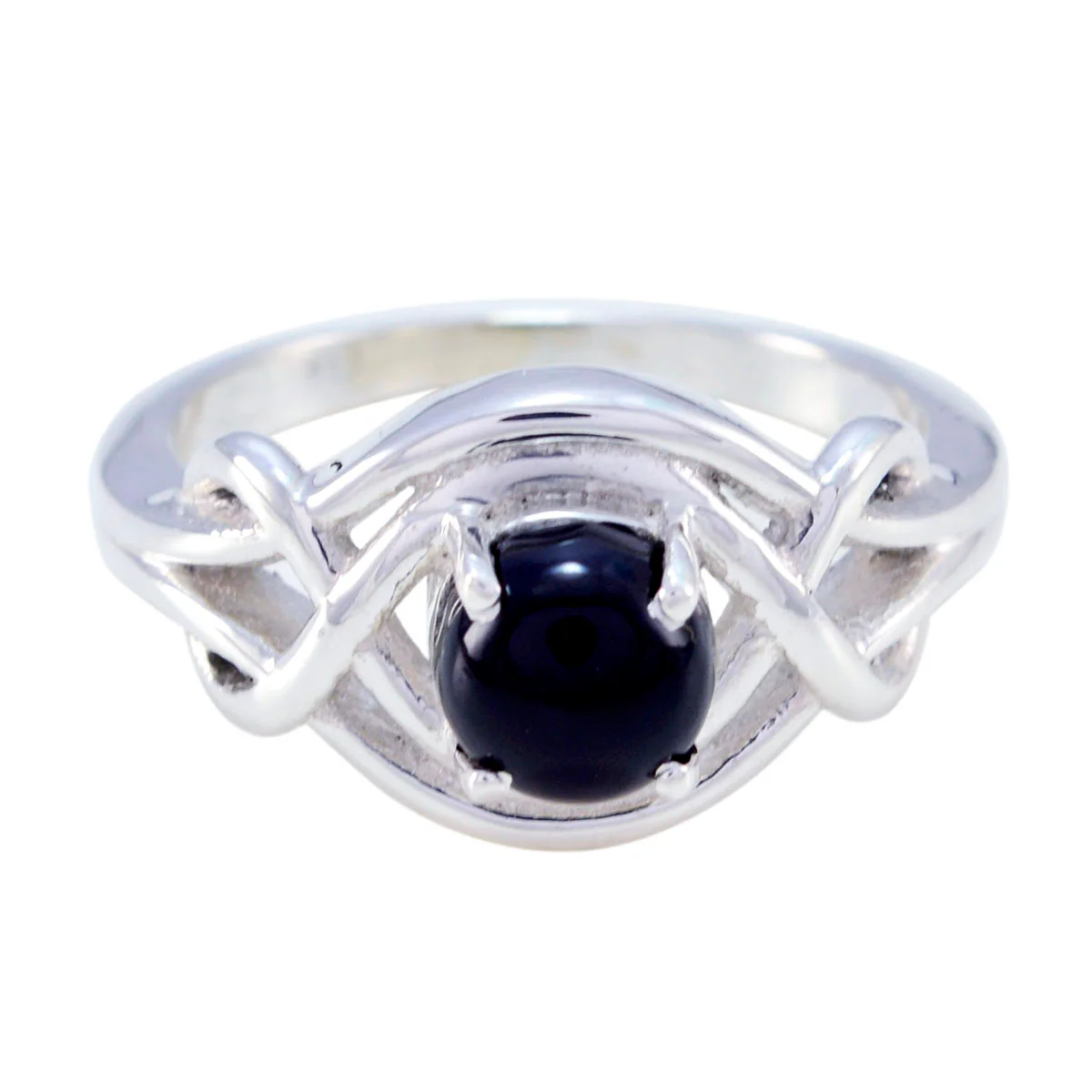 Black Onyx Solitaire Egyptian 925 Silver Black Gemstone Slim Abstract Ring Jewelry