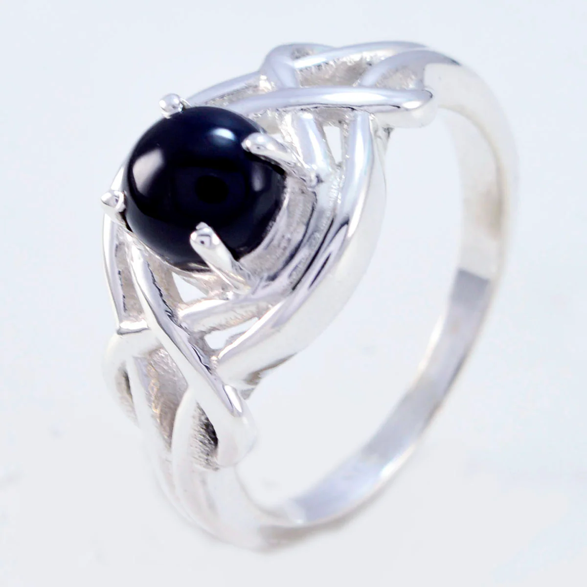 Black Onyx Solitaire Egyptian 925 Silver Black Gemstone Slim Abstract Ring Jewelry - Image 2