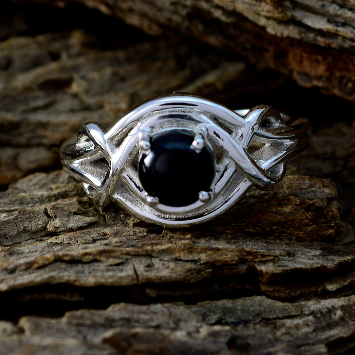 Black Onyx Solitaire Egyptian 925 Silver Black Gemstone Slim Abstract Ring Jewelry - Image 3