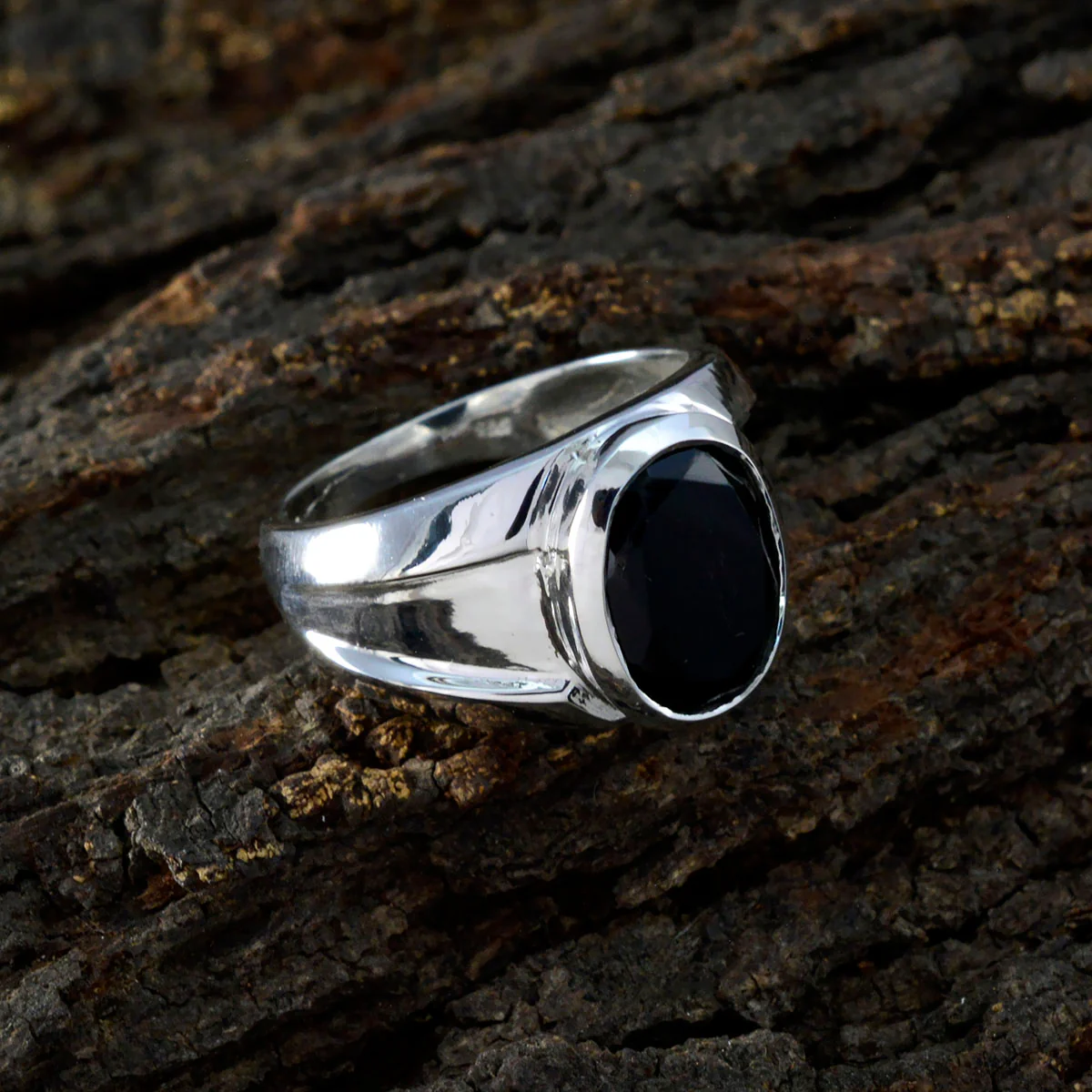 Black Onyx Solitaire French 925 Silver Black Gems Versatile Artisan Ring Jewelry - Image 3