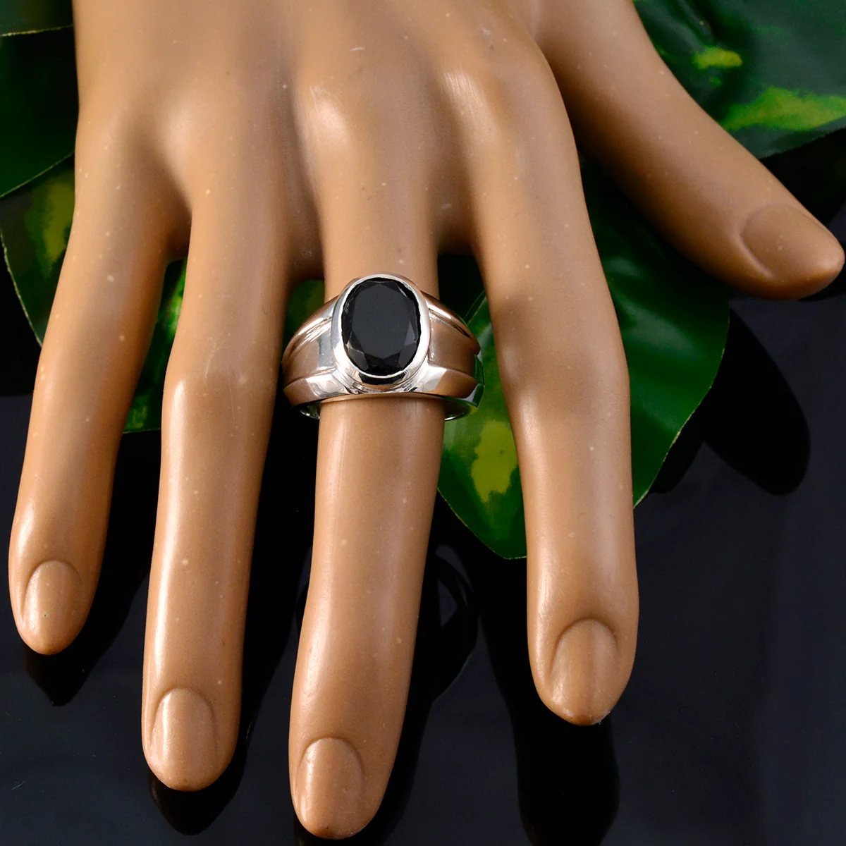 Black Onyx Solitaire French 925 Silver Black Gems Versatile Artisan Ring Jewelry - Image 5