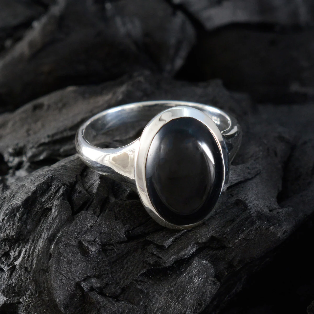 Black Onyx Solitaire French 925 Silver Black Gemstones Minimal Trendy Ring Jewellery - Image 5